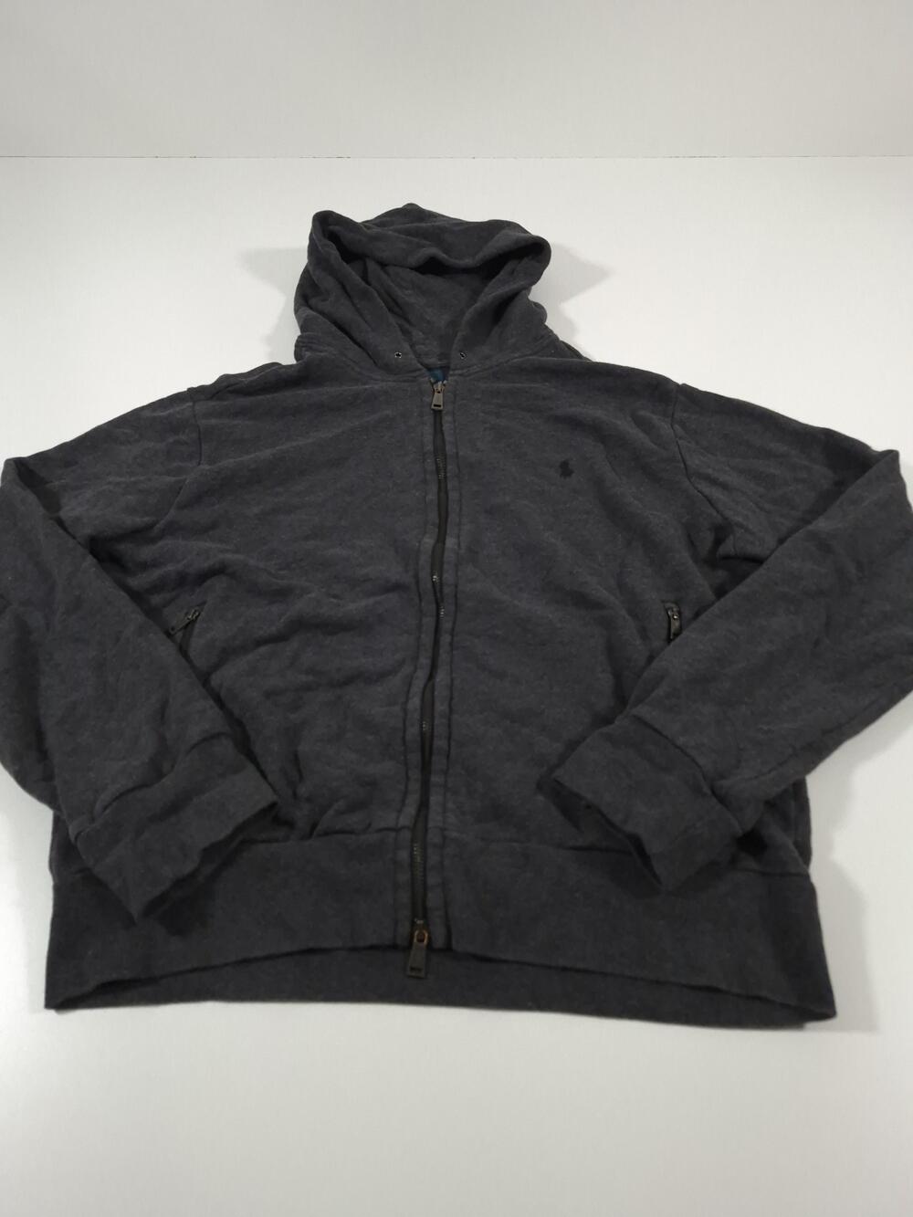 Polo Ralph Lauren Hoodie Mens XL Gray Knit Full Zip Jersey Sweatshirt Pony Logo